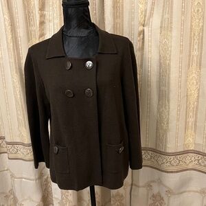 Elegant Brown Double-Breasted Women's sweater